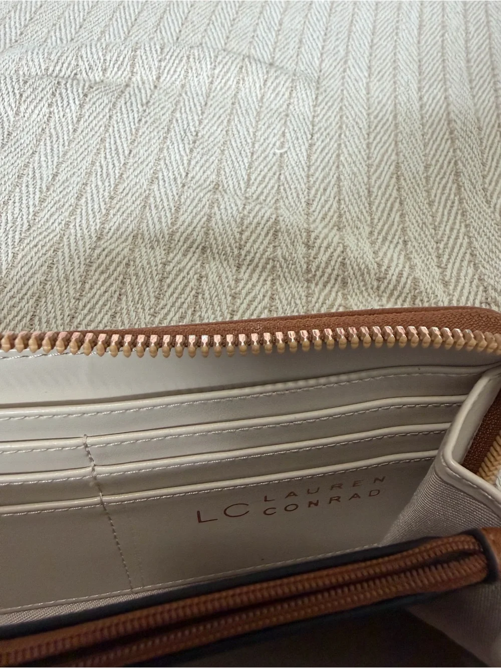 LC Lauren Conrad Brown Pebble Leather Wristlet Clutch
